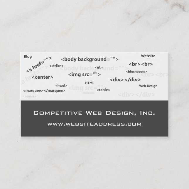 Visitkort:: HTML kodifierar webbdesign Visitkort (Framsida)