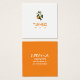 VISITKORT: orangens BLOMMAR: ORANGE Fyrkantigt Visitkort