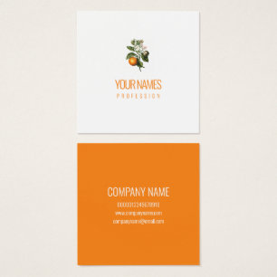 VISITKORT: orangens BLOMMAR: ORANGE Fyrkantigt Visitkort