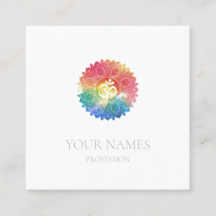 VISITKORT: RAINBOW MANDALA + OHM  FYRKANTIGT VISITKORT