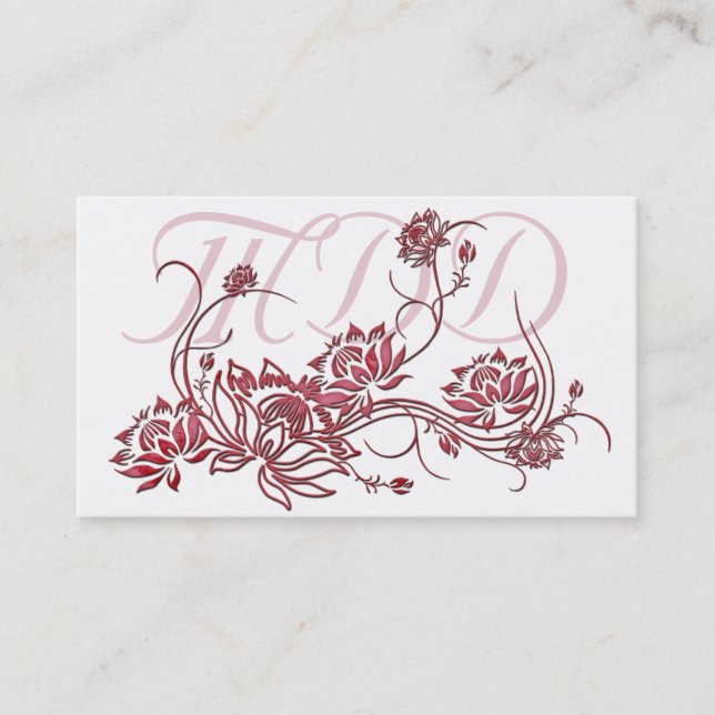 Visitkort:: Röd lotusblommablommadesign Visitkort (Framsida)