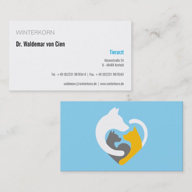 visitkort veterinär (Fram/baksida)