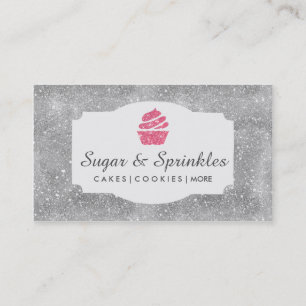 Visitkortar för bageri- & cateringsilverglitter visitkort