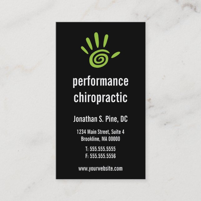 Visitkortar för Chiropracticlogotyplodrät Visitkort (Framsida)