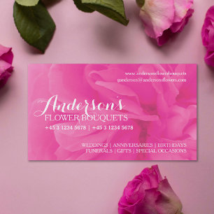 Visitkortar för Floristry rosa rosblomsterhandlar Visitkort