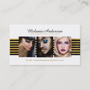 Visitkortar för guld- och svartMakeupkonstnär Visitkort