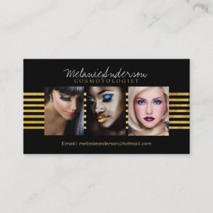 Visitkortar för guld- och svartMakeupkonstnär Visitkort