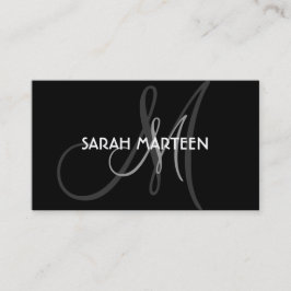 Visitkortar för monogram för enkla svartgrått visitkort