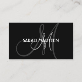 Visitkortar för monogram för enkla svartgrått visitkort