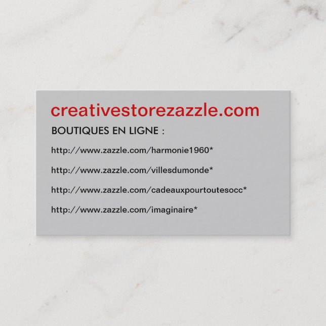 Visitkortcreativestorezazzle - visitkort (Framsida)