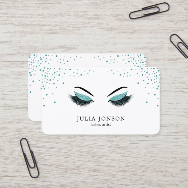 Visitkorten för Makeupkonstnären med glitter Visitkort (Fram/Back In Situ)