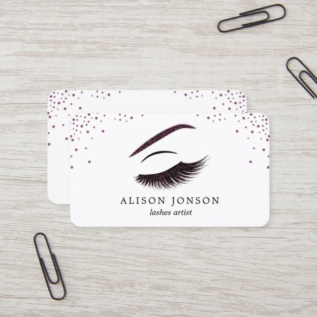 Visitkorten för Makeupkonstnären med glitter Visitkort (Fram/Back In Situ)
