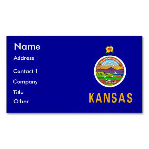 Visitkortmagnet med flagga av Kansas