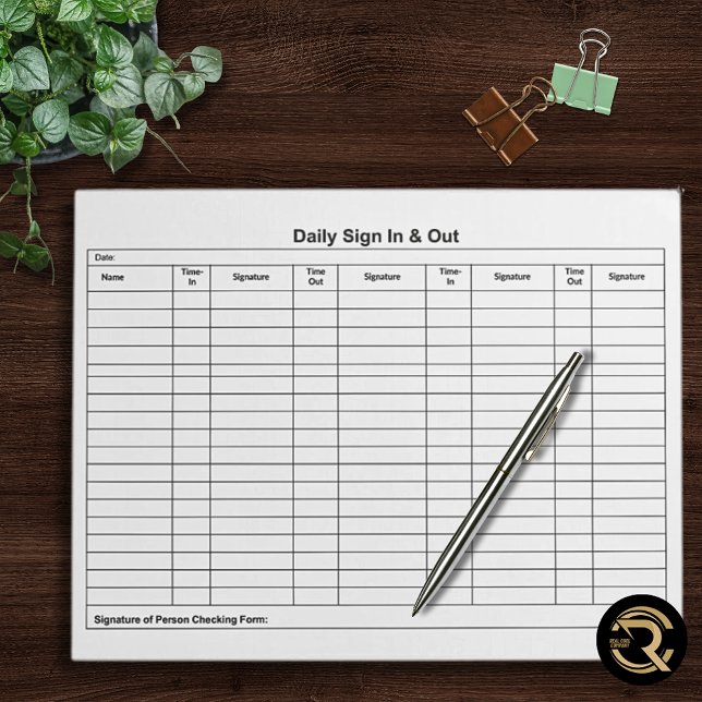 Visitor Sign In Sign Out Tracker Anteckningsblock (Skapare uppladdad)