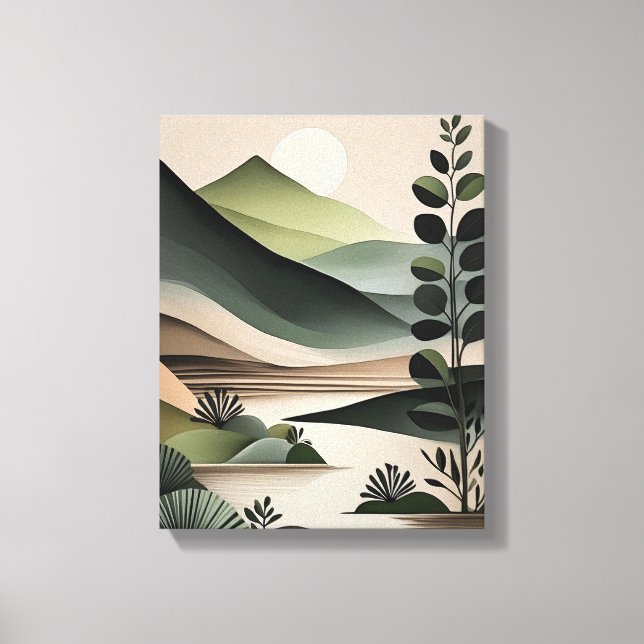 Viska av grönt: minimalistisk boho-konst canvastryck (Framsida)