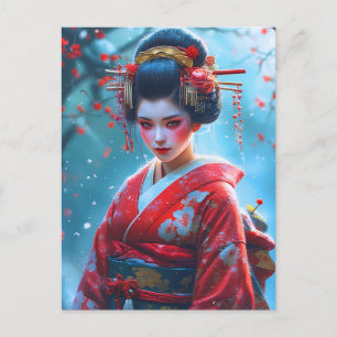 Viska från en scharlakansröd Maiko Vykort