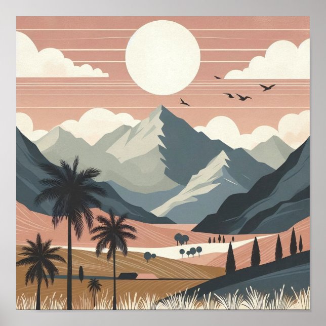 Viska från jorden: En Boho-minimalistisk bergsutsi Poster (Framsidan)
