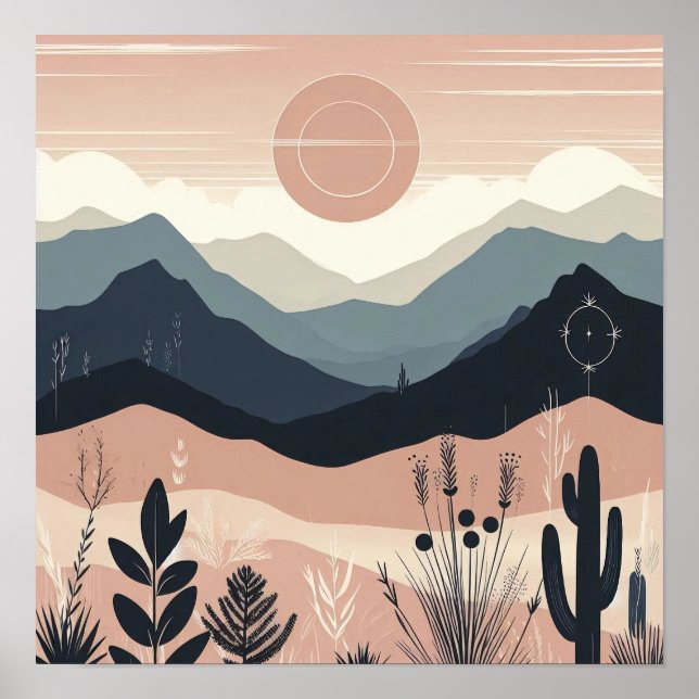 Viska från jorden: En Boho-minimalistisk bergsutsi Poster (Framsidan)