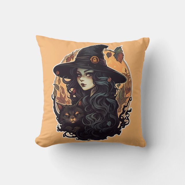 Viska med den svarta katthalloween kudde (Framsida)