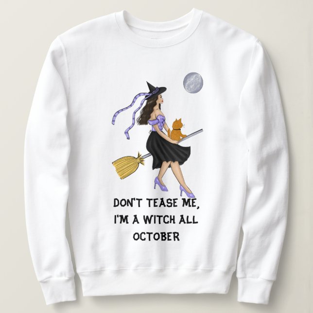 Viska med en Orange Katt på en Broomstick T Shirt (Design framsida)