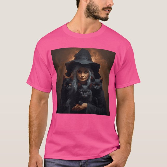 Viska med katt Halloween-vän T Shirt (Framsida)