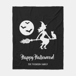 Viska på ett rum, svart och vitt Happy halloween Fleecefilt