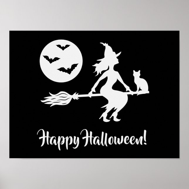 Viska på ett rum, svart och vitt Happy halloween Poster (Framsidan)