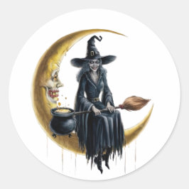 Viska på Måne-fästdonet Runt Klistermärke