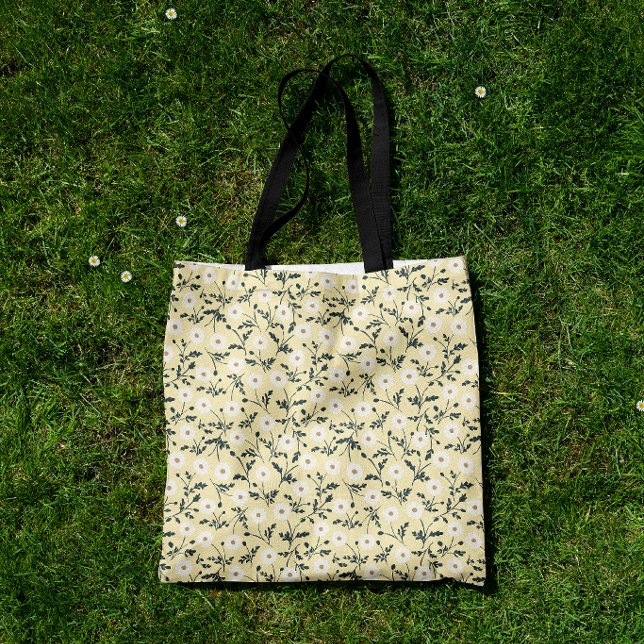 Viskande äng - Smörgul blommig mönster Tygkasse (Skapare uppladdad)