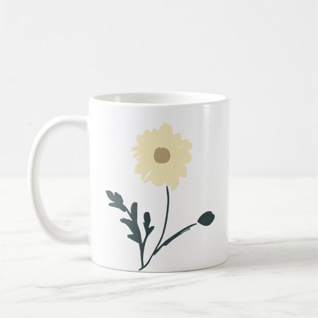 Viskande äng - Smörgul blomsterdekoration Kaffemugg (Vänster)