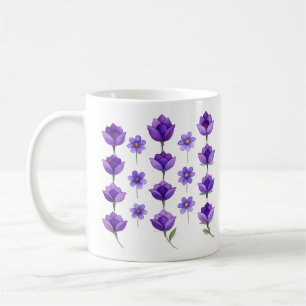Viskande lila blommor kaffemugg
