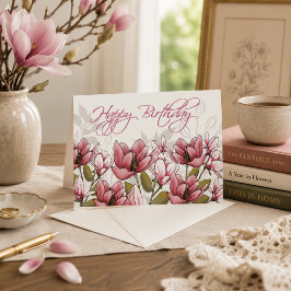 Viskande Magnolia – Botanisk Födelsedagskort Kort