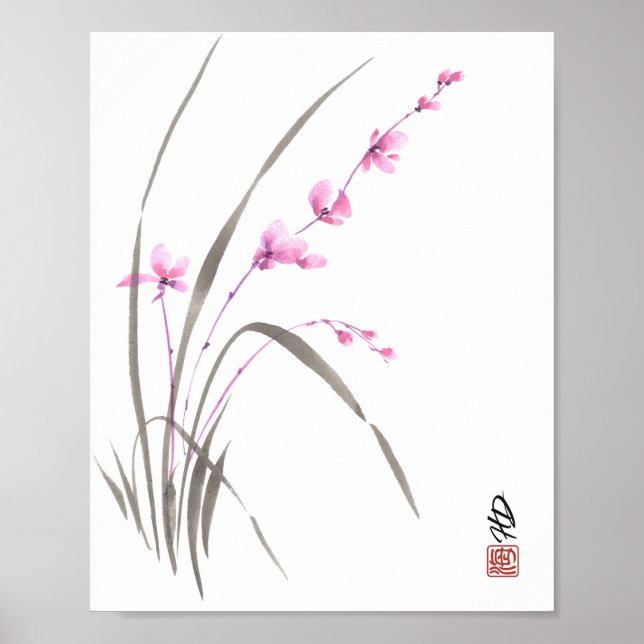 Viskande Orkidéblomning Poster (Framsidan)