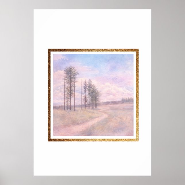 Viskande tallar – pastell Landskap Poster (Framsidan)