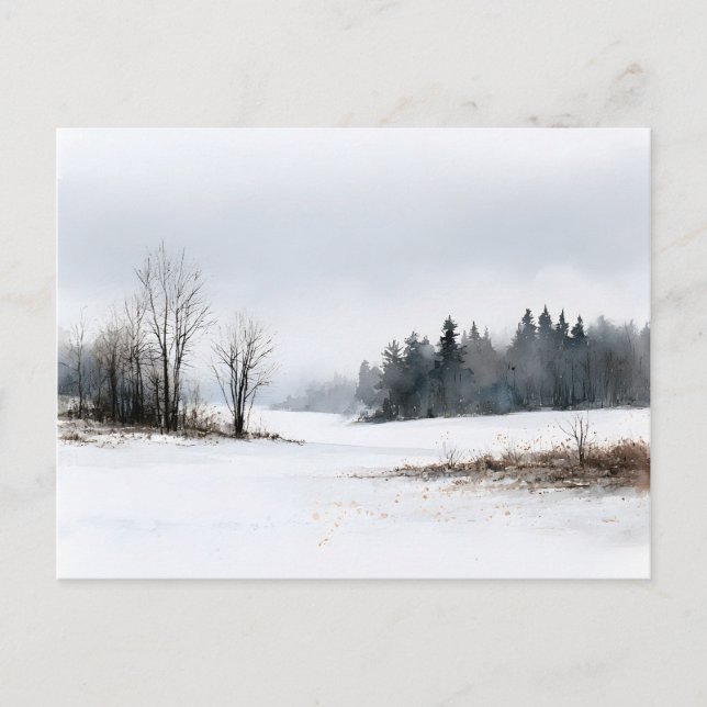 Viskande tallar Snöig vinter Vykort (Framsida)