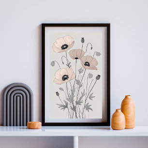 Viskande Vallmo IV – Elegant Vildblomma Botanic Poster