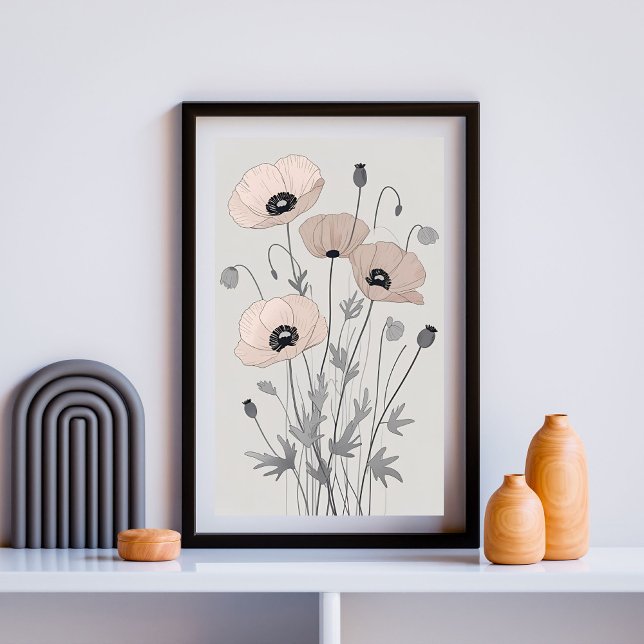 Viskande Vallmo IV – Elegant Vildblomma Botanic Poster (Skapare uppladdad)