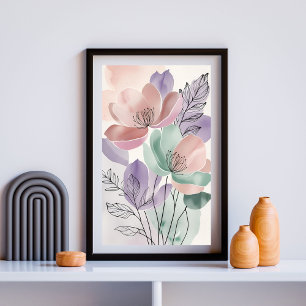 Viskande Vilda Blommor Mjuk Botanisk Blomma Poster