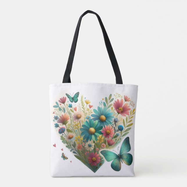 Viskande Vildblommor Fjärilar Botanik Tygkasse (Baksida)