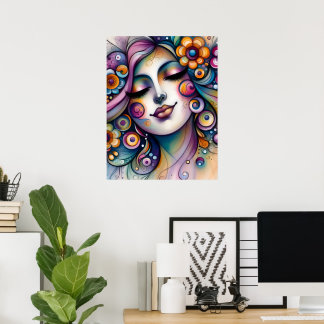 Viskande Whimsical Kvinna Väggkonst