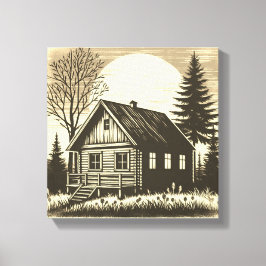 Viskare för Vilden: Kanvastrycket Rustic Cabin Canvastryck