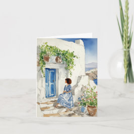 Viskare i Aegean Watercolor Stationery Kort