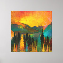 Viskare i Twilight: Sunset Silhouette i Forest Canvastryck