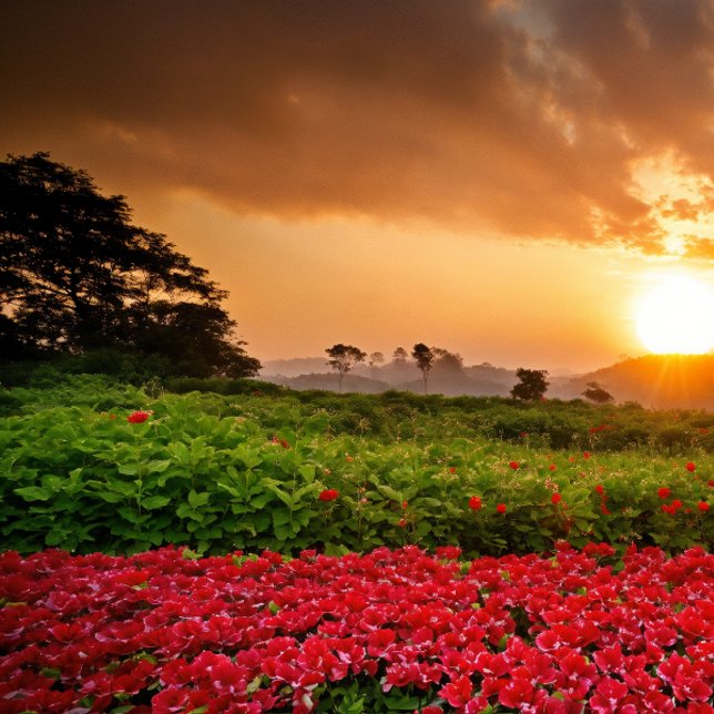 Viskare: Magic Realm Mobil C (As the sun dips below the horizon, the garden transforms into a canvas of breathtaking beauty. )