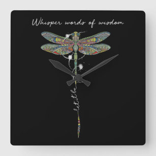 Viskare Ord av Wisdom Brocade Dragonfly Fyrkantig Klocka