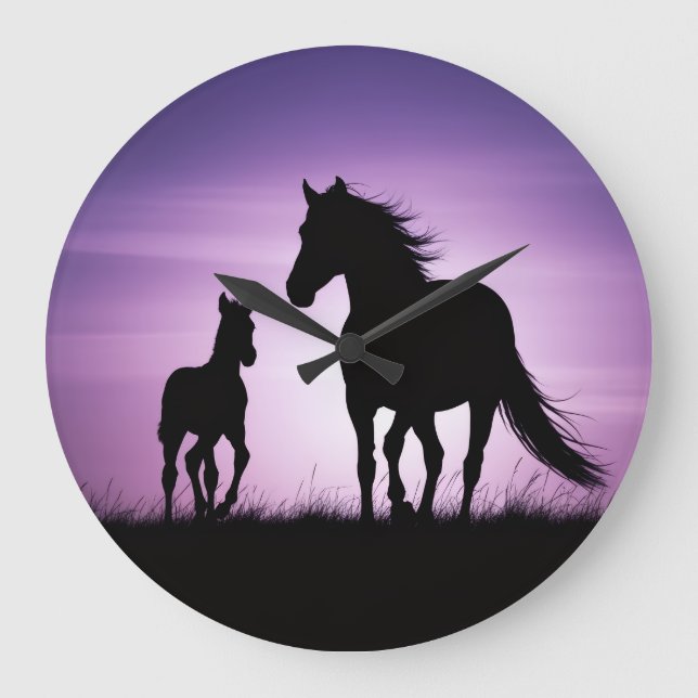 Viskare under den violetta himmel-väggklockan stor klocka (Framsida)