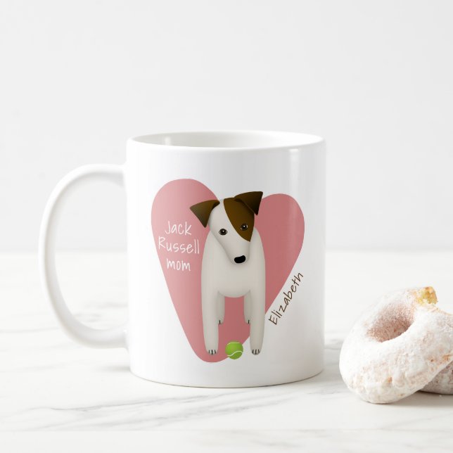 Visklik Jack Russell mamma rosa -tennis boll Kaffemugg (Med munk)