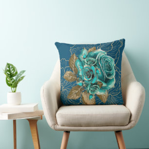 Viskningar av elegans: Teal och guld kastkudde Kudde