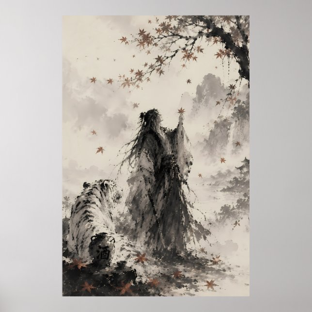 Viskningar av Hösten | Vit Tiger och Wanderer Ink  Poster (Framsidan)