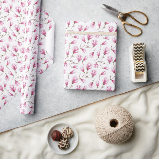 Viskningar av rosa magnolia presentpapper
